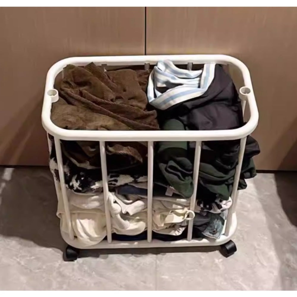 Laundry Hamper with Wheels Large Capacity Slim - Rolling Laundry Basket for Bathroom, Bedroom & Closet, Tall Narrow Clothes Hamper for Yoga Mat, Fitness Equipment & Laundry Storage | White