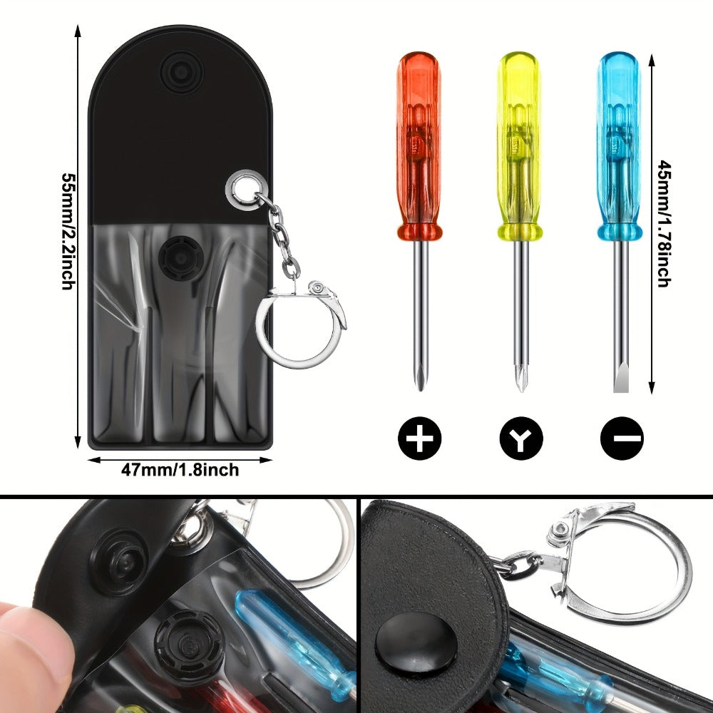 Mini Tape Measure & Screwdriver Keychain Tool Set 96 Pack ¨C Bulk Party Favors for Men, Father's Day Gifts, DIY Emergency Keychain Tools, Compact Measuring Tape with Mini Screwdriver