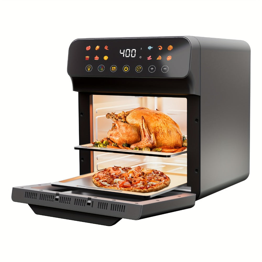 Air Fryer Toaster Oven Combo Extra Large ¨C 12-Quart Countertop Convection Oven with Digital Touchscreen, 12 Preset Functions, Baking, Roasting & Reheating, Family-Sized Meals, Black