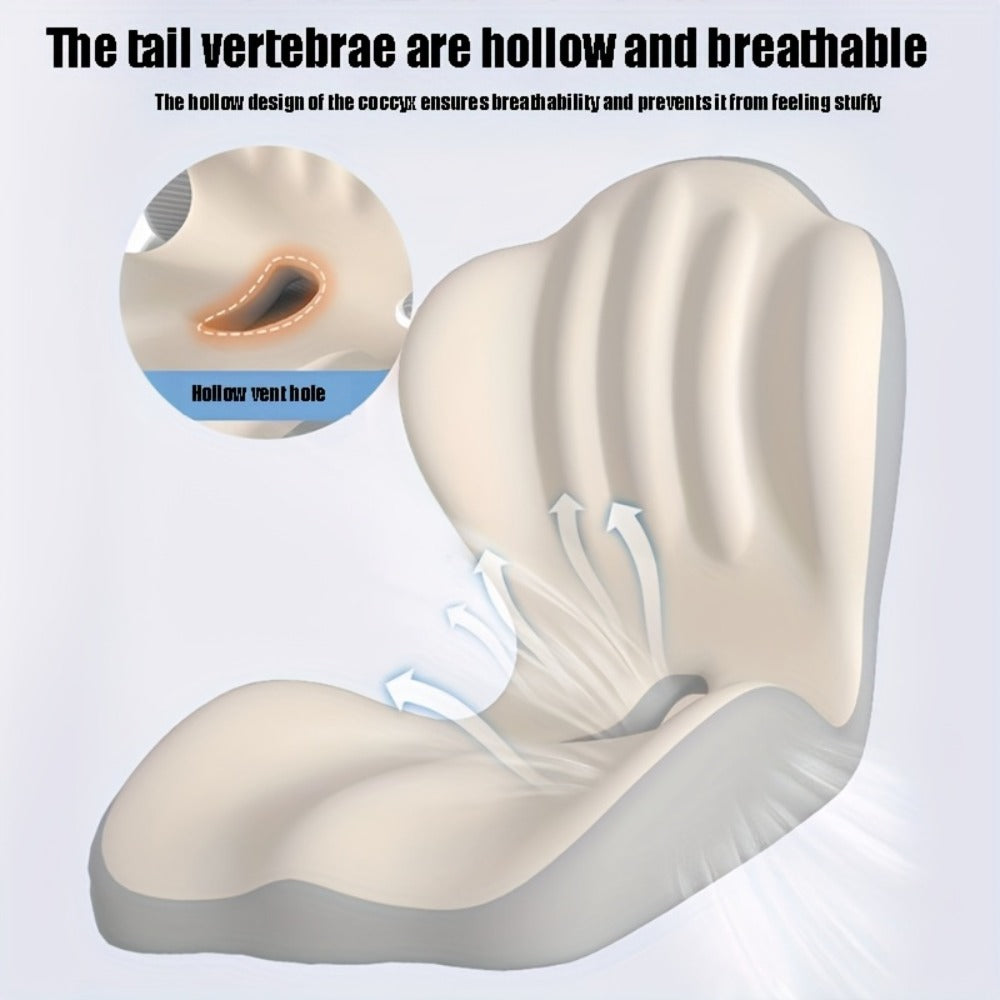 Hip & Lumbar Support Seat Cushion Ergonomic Memory Foam ¨C Breathable High-Density Back Support Pillow for Office Chair, Car Seat & Long Sitting, Daily Use or Gift