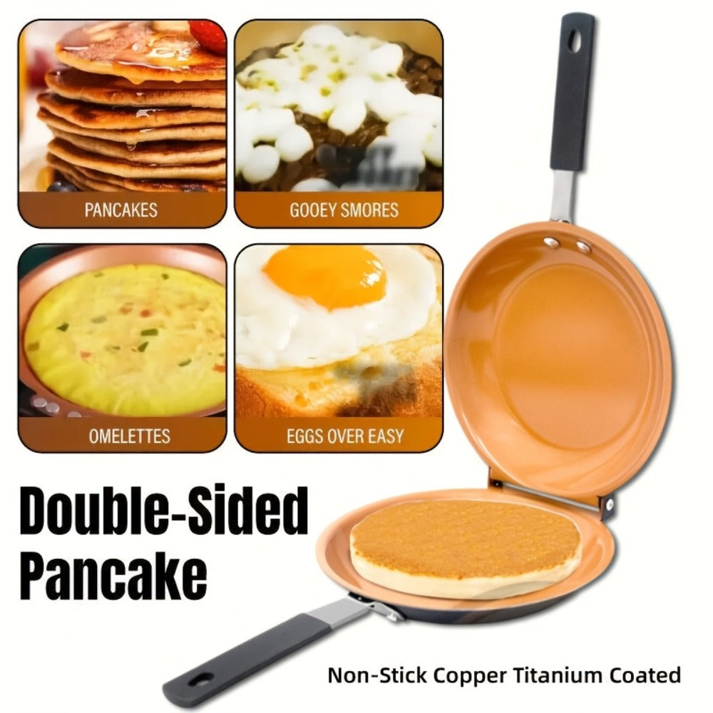 Double-Sided Non-Stick Omelette Pan ¨C Reversible Flip Skillet for Fluffy Pancakes, Omelets & Italian Omelettes | Dishwasher Safe, Indoor & Outdoor Cooking, Camping Kitchen Essentials