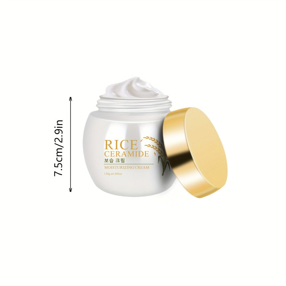 Rice Ceramide Moisturizing Face Cream 4.586oz - Deep Hydration with Rice Extract, Hyaluronic Acid & Ceramide | 24-Hour Nourishment | Day & Night | Dry & Sensitive Skin