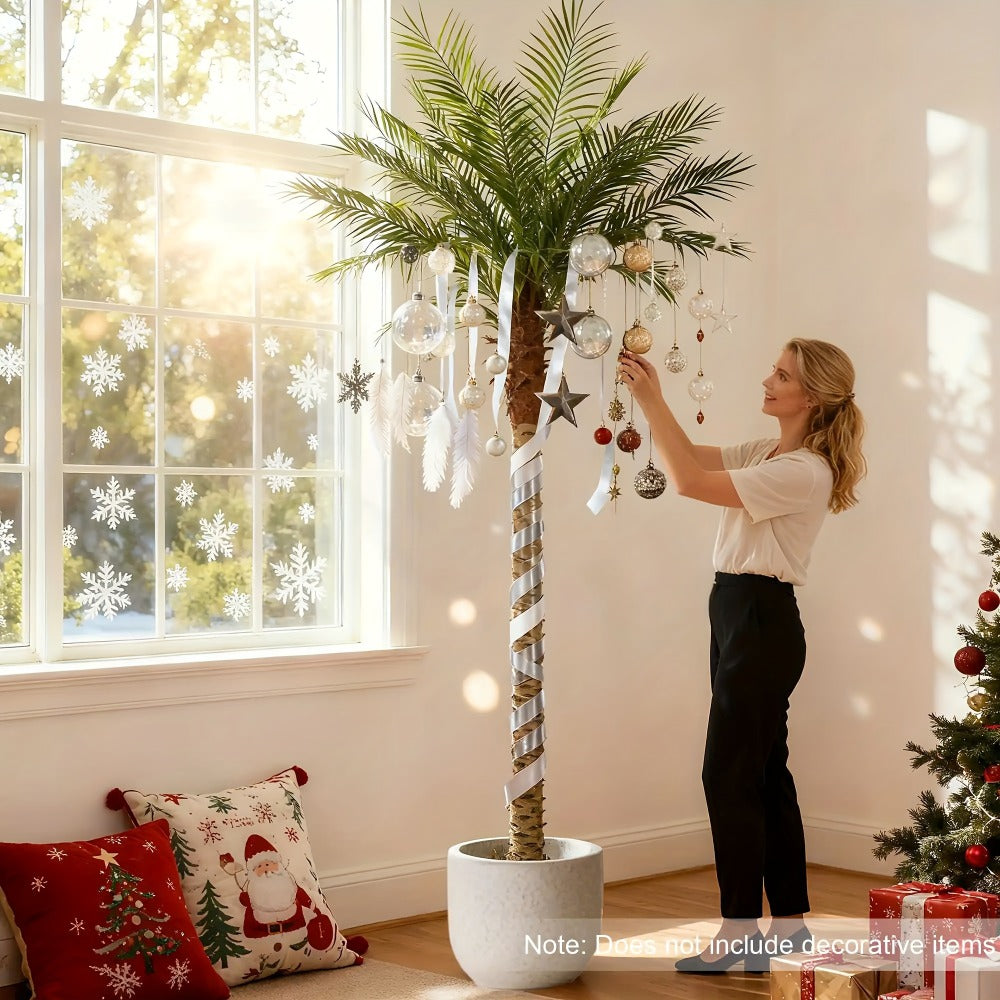 Large Artificial Palm Tree 7ft 8ft 9ft, UV Resistant Faux Tropical Palm Tree with Realistic Leaves for Outdoor Patio Garden Yard, Indoor Living Room Hotel Pool Sunroom Christmas Decor