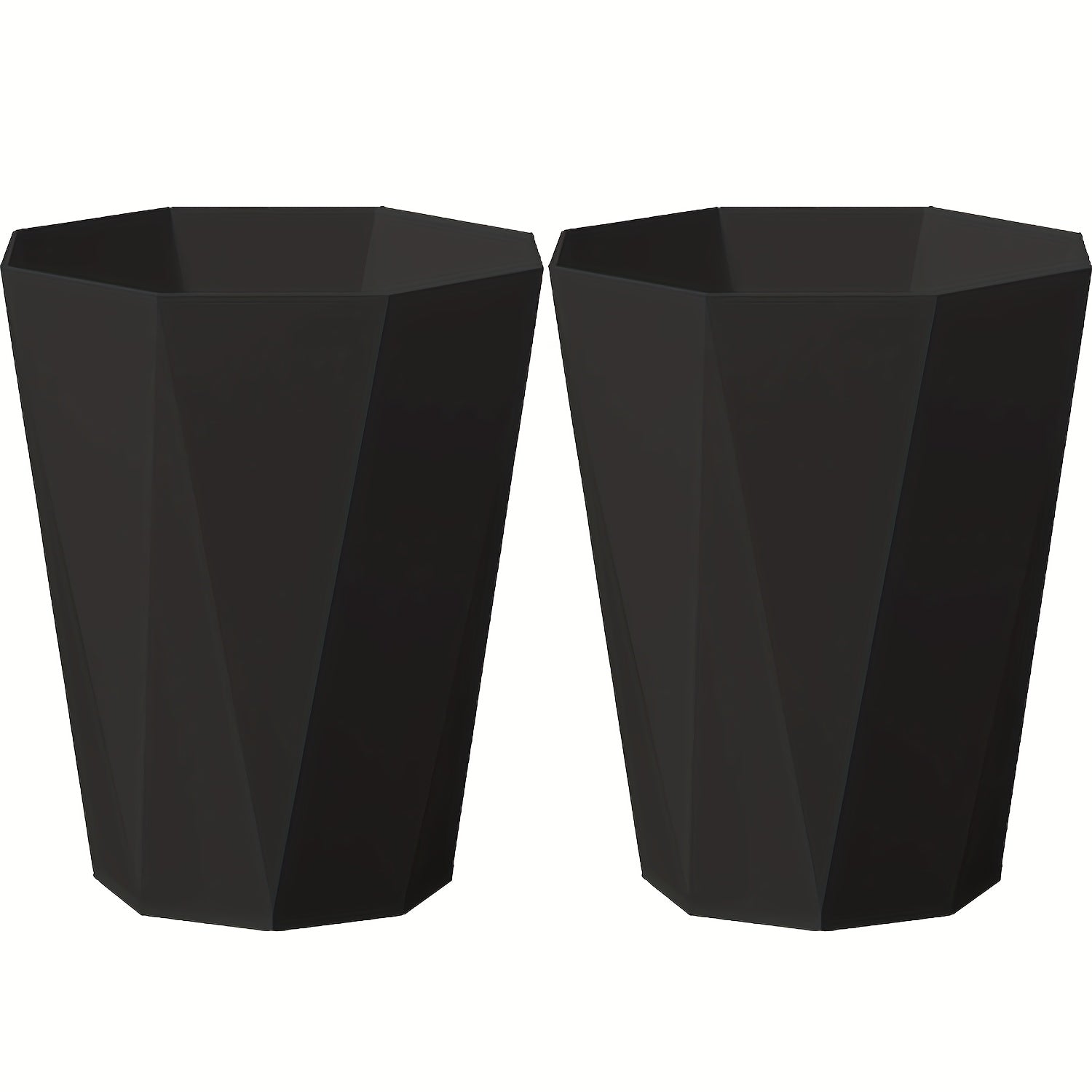 Trash Can 2 Pack Nordic Octagonal Wastebasket - Small Open Top Geometric Plastic Waste Bin with Brushed Finish for Bathroom, Bedroom, Kitchen, Home Office, Modern Scandinavian Decor Trash Bin Set