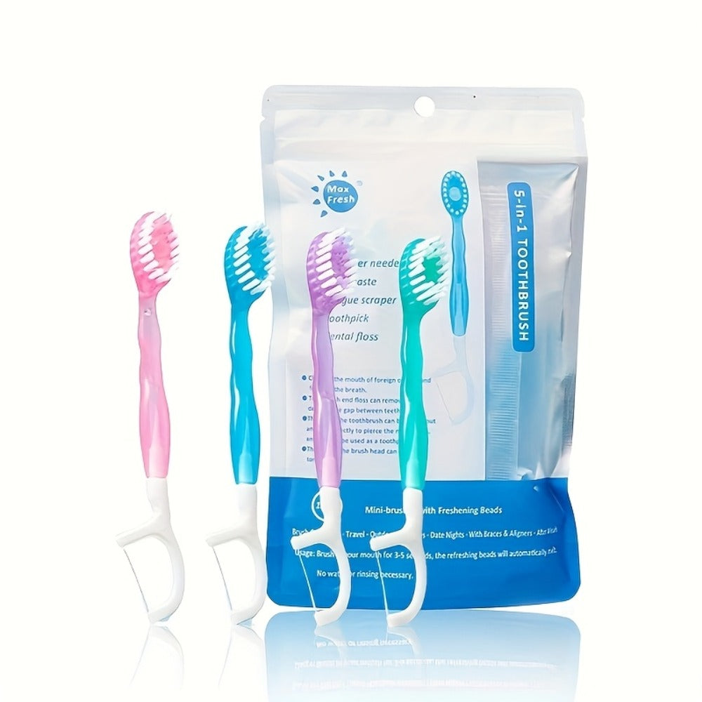 Disposable Toothbrush 24-Pack ¨C Mini Beads No-Rinse Travel Toothbrush, Mixed Flavors, Portable Oral Care Kit for Outdoor Travel, Camping, Hotels, Dating & Parties, Fresh Breath On the Go (2 Bags ¡Á 12pcs)