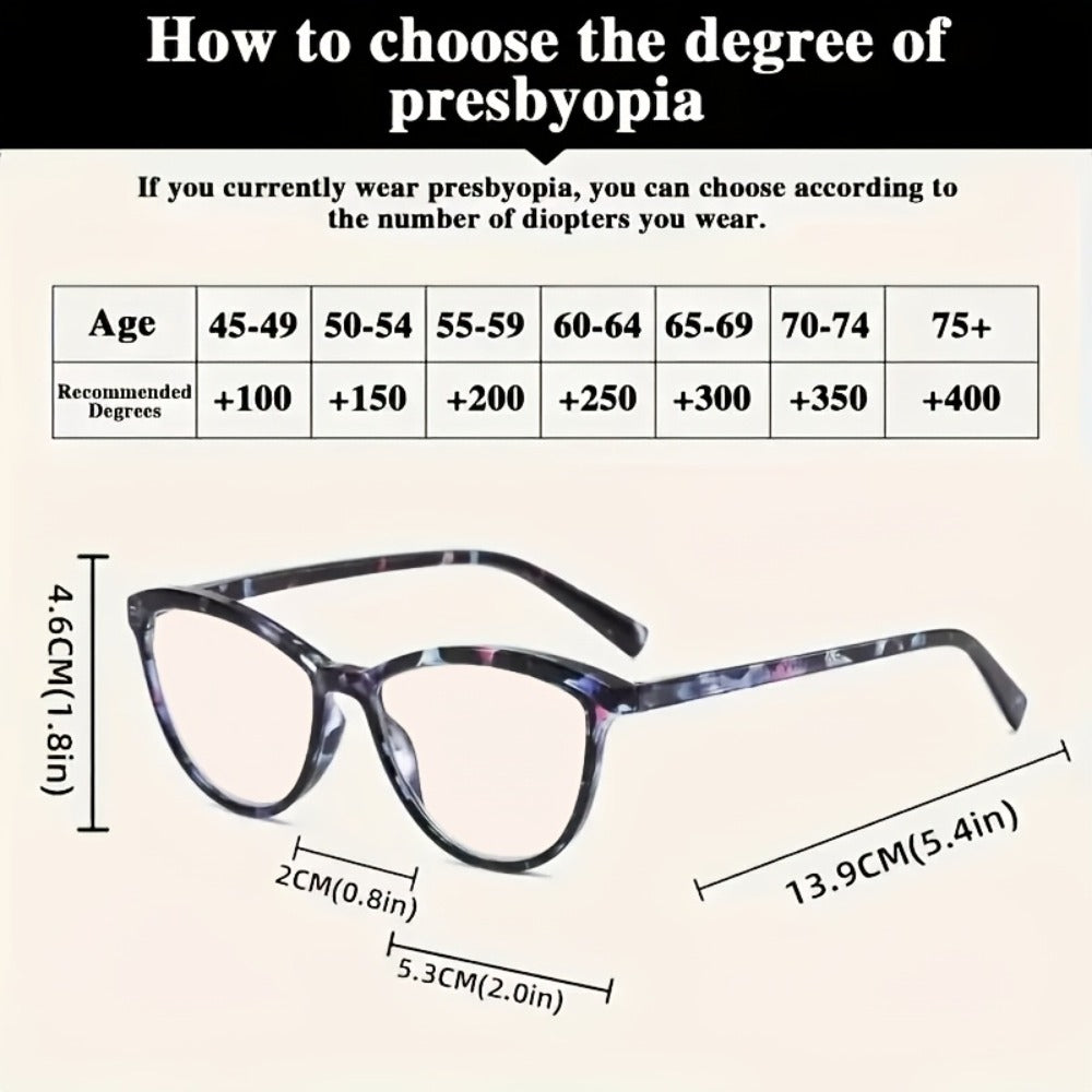 Reading Glasses for Women 6 Pack Cat Eye Anti Blue Light ¨C Flower Wrapped Design, Spring Hinges, Lightweight Anti-Glare Frames in Various Colors for Computer Reading, Parties, Travel and Gifts