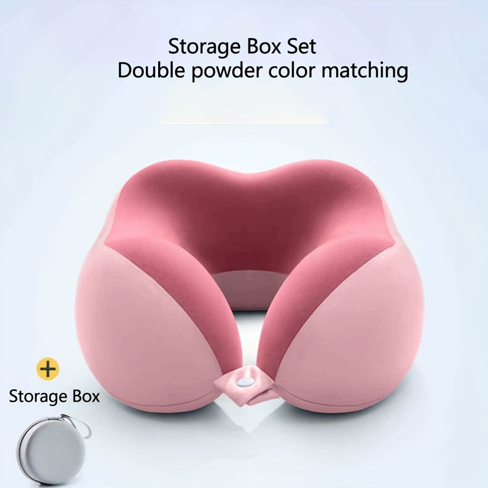 Memory Foam Travel Neck Pillow with Storage Bag ¨C Ergonomic Slow Rebound Support, Machine Washable Cover, for Travel, Office & Napping
