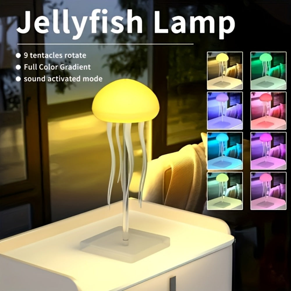 Jellyfish Night Light USB LED Table Lamp - Touch Control Gradient Color Changing Fantasy Desk Light for Bedroom Kids Room Party Decor Aesthetic Room Decoration