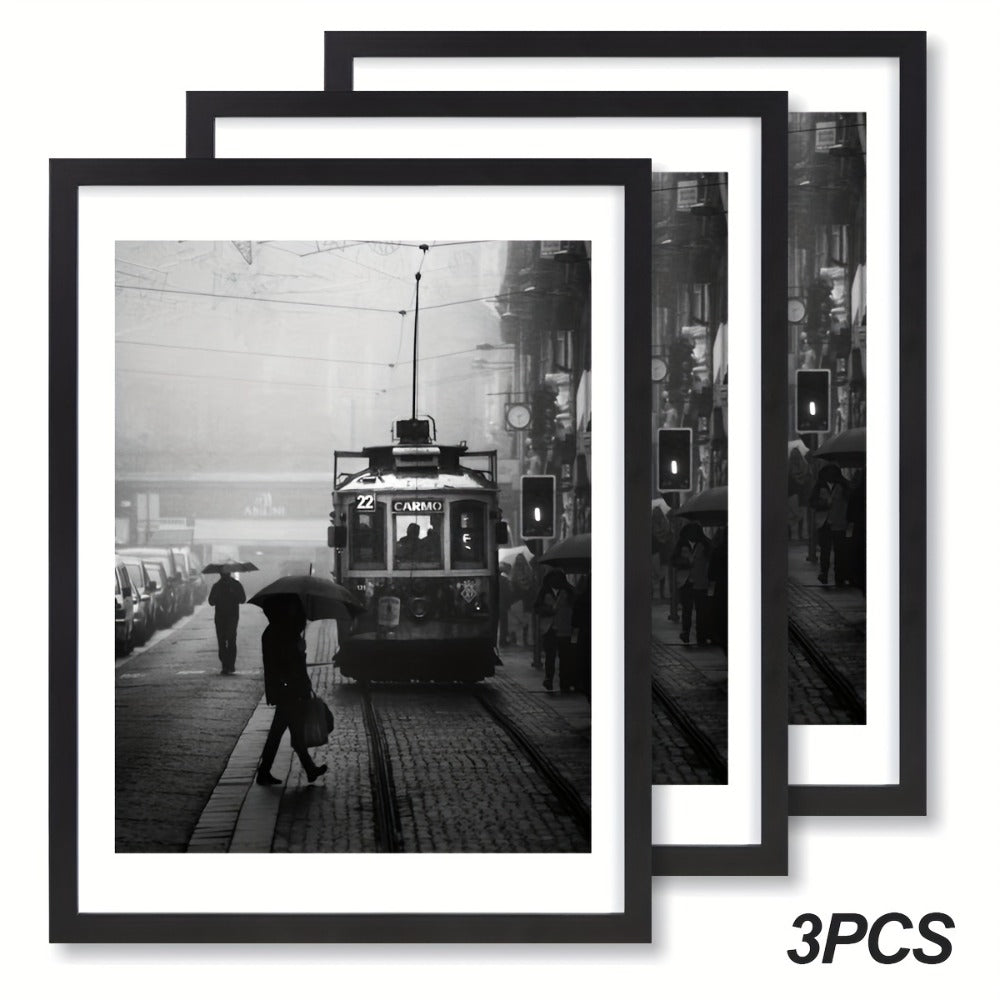 Picture Frames 12x16 Set of 3 ¨C Classic Wood Poster Frames, Horizontal & Vertical Wall Hanging, Multi-Color Options for Bedroom Office Living Room Gallery Wall Decor