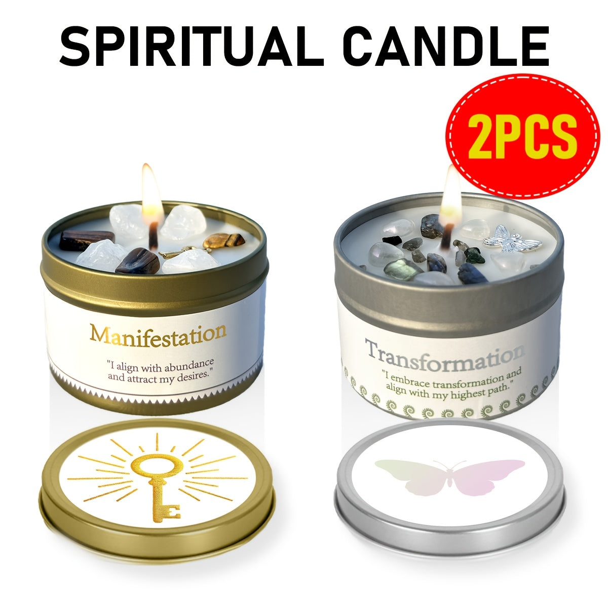 Manifestation Candles Scented Soy Wax with Crystal & Guidance Card for Meditation Yoga Focus | Law of Attraction Abundance Candle | Christmas Birthday Gift for Women