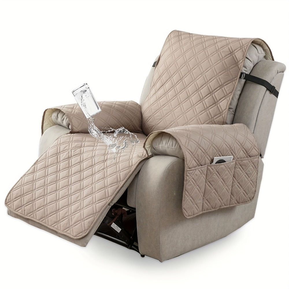 Recliner Chair Cover Waterproof Dual-Layer with Side Pockets Non-Slip Scratch Resistant Machine Washable Pet Protection 11 Colors