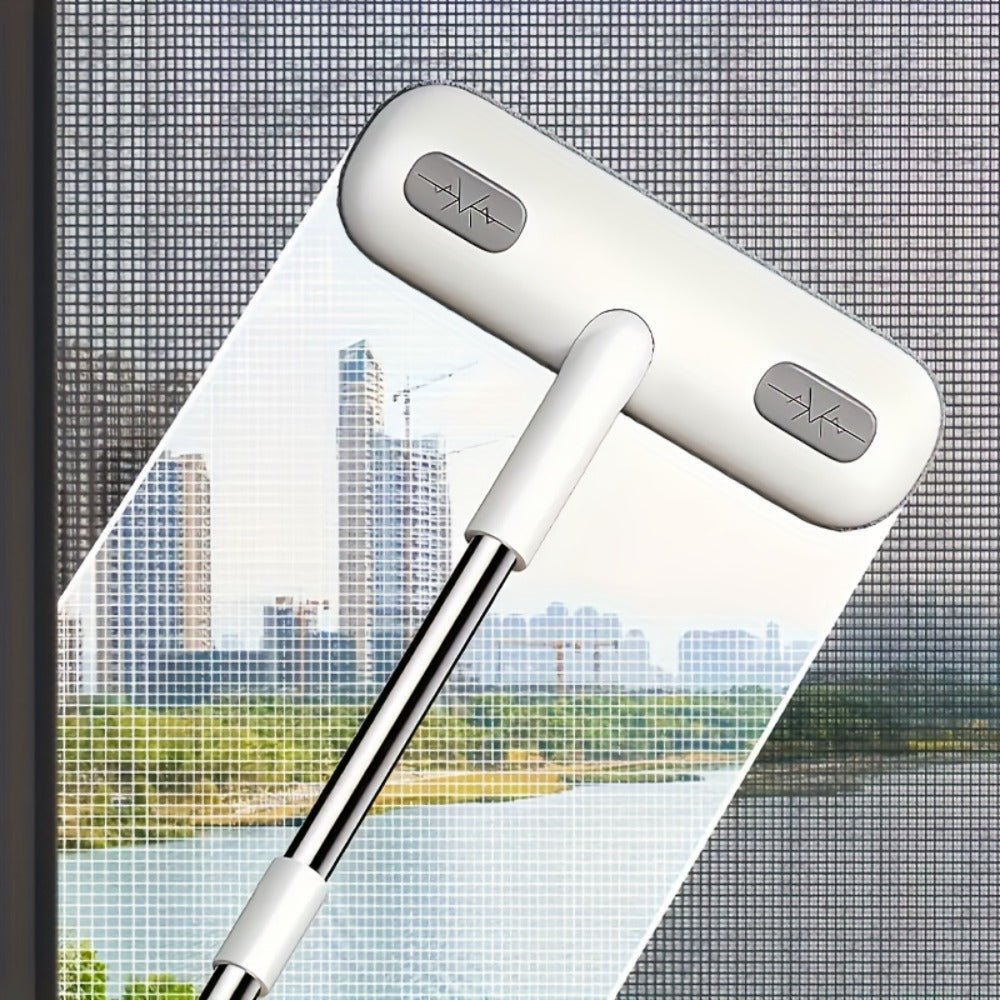 Window Cleaning Brush with Telescopic Handle and Holder - Magic Multi-Surface Door & Window Cleaner Tool, Pet Hair Remover, Household Cleaning Supplies for Home, Car, Glass, Screen & Blinds