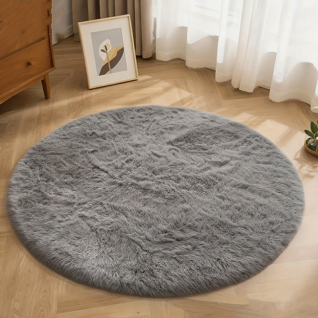 Round Area Rug Soft Shaggy Plush Circle Rug Non-Slip Indoor Floor Mat for Living Room Bedroom Dorm Tie Dye Rainbow Multi-Color Multi-Size