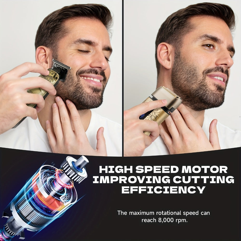 Foil Shaver for Men 2-in-1 Hair Clipper & Beard Trimmer Grooming Kit - Cordless Rechargeable Electric Razor for Face Mustache Bald Head, Shaver and Clipper Set, Gift for Father Husband Boyfriend
