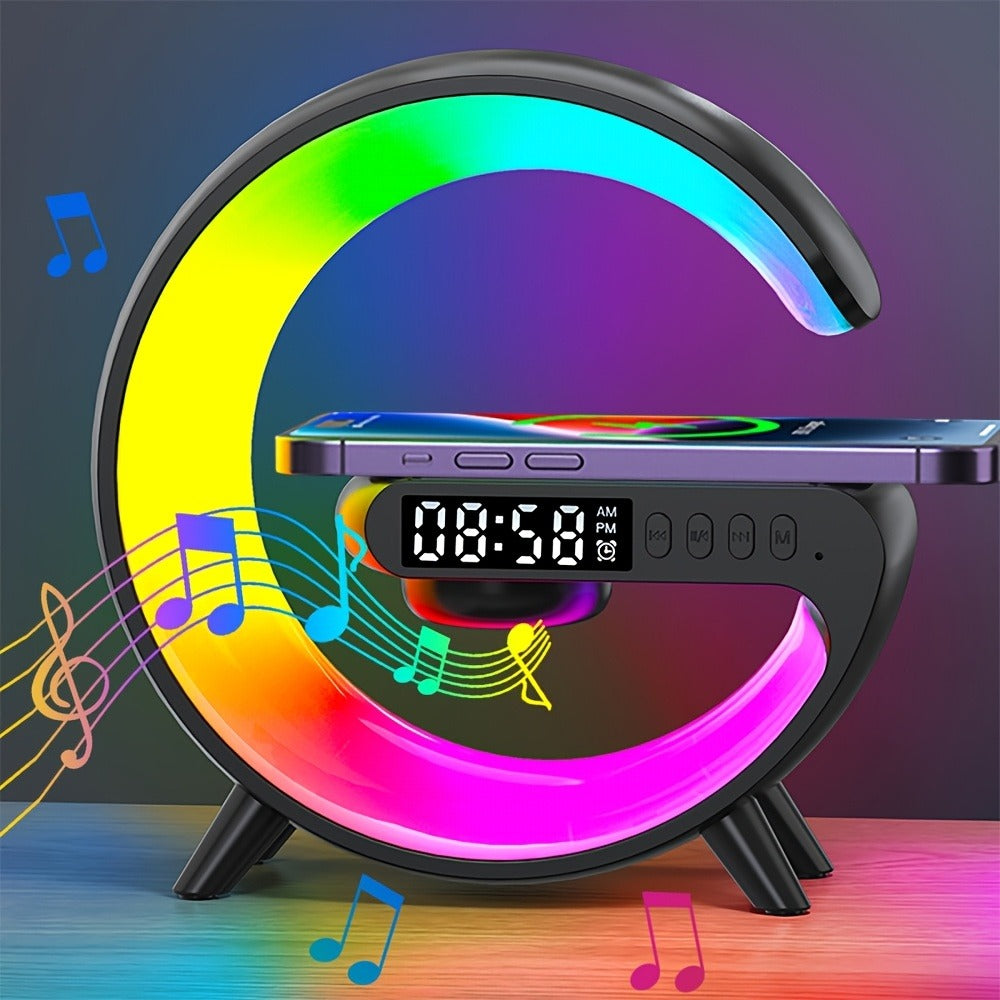 Wireless Speaker Sunrise Alarm Clock RGB Rhythm Night Light with Fast Wireless Charging | Portable Bluetooth Speaker Wake-Up Lamp for Bedroom Bedside Gift for All Phones