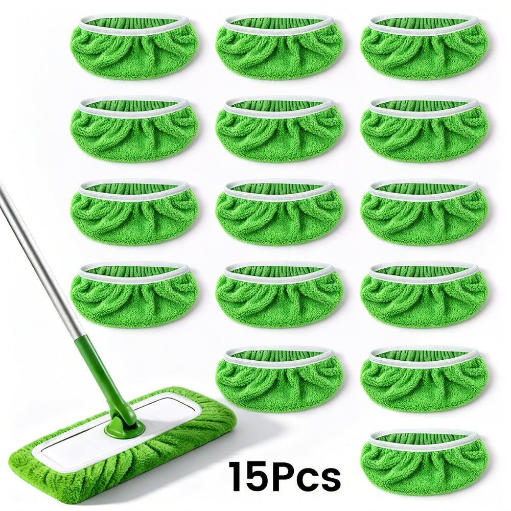 Microfiber Mop Pads 15-Pack Compatible with Swiffer Sweeper Reusable Washable Wet Dry Mopping Cloths Refill Pads for Hardwood Vinyl Tile Floors