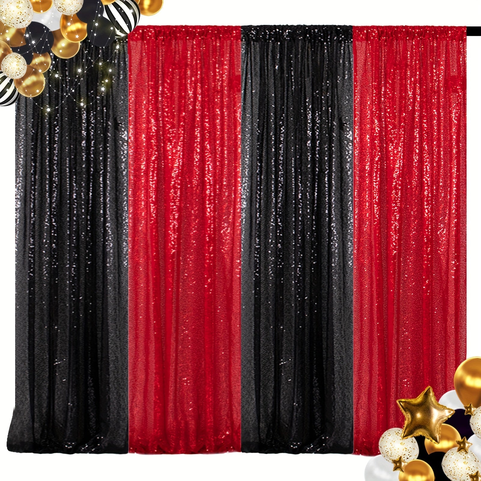 Sequin Backdrop Curtain 4 Panels 2FTx8FT ¨C Shimmer Glitter Background for Wedding Party Photo Booth Decoration