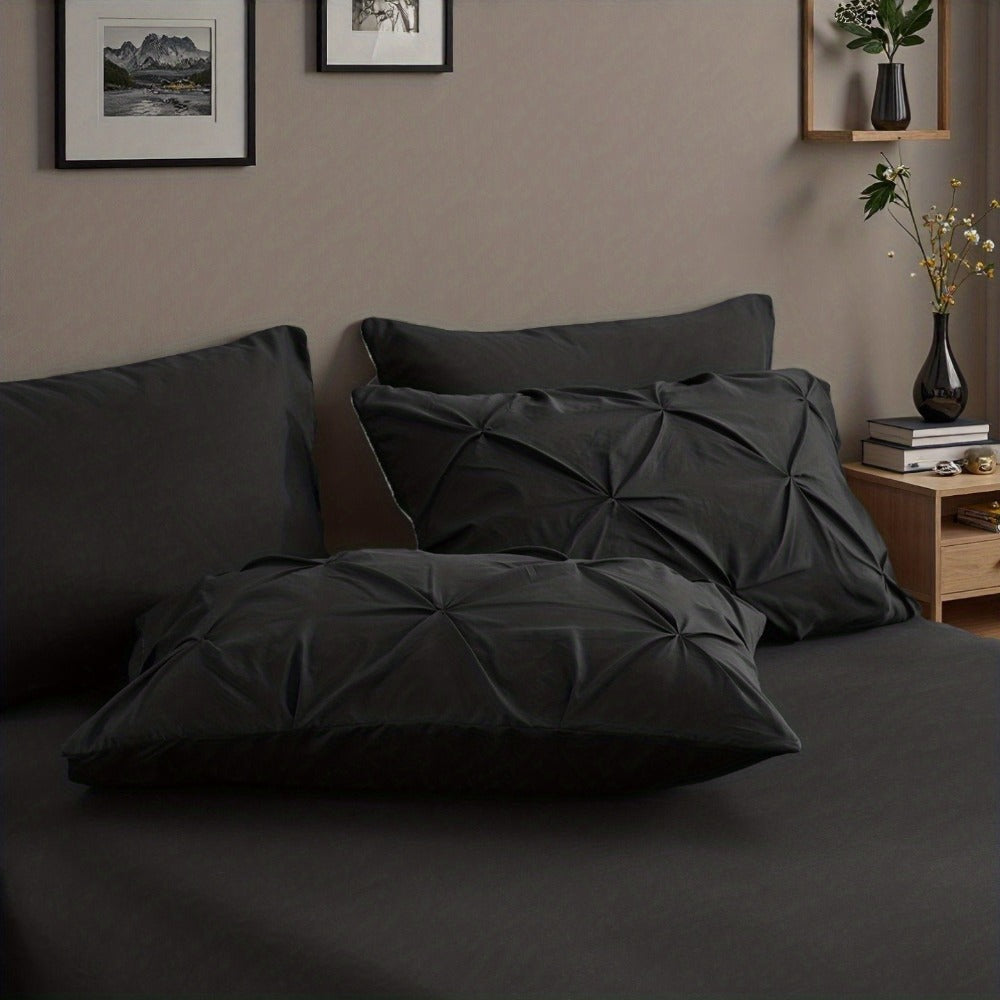 Comforter Set Luxurious Pleated 5/7pcs Bed in a Bag | Soft Plush Fiber Fill, Year-Round Warmth - Quilted Comforter, Flat & Fitted Sheet, Pillowcases & Shams, Complete Bedding Set Twin Full Queen King