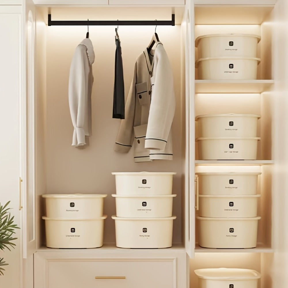Drawer Organizer for Underwear Socks 3 Pack Closet Divider Storage Box Foldable Wardrobe Organizer Bins for Bras Ties Scarves Bedroom Dresser Dorm Beige