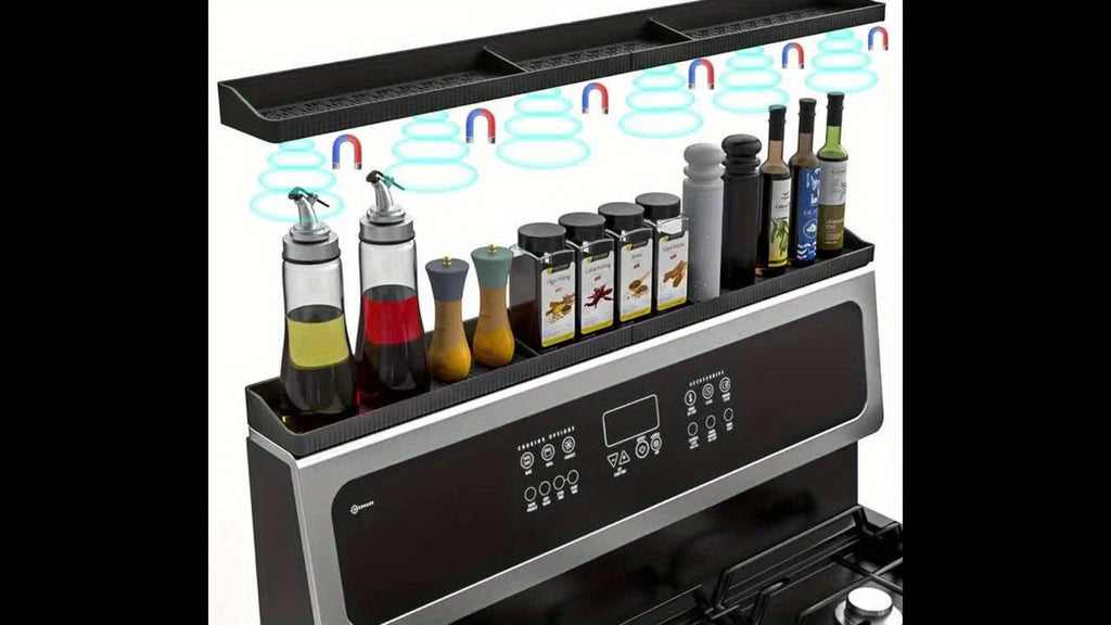 Magnetic Silicone Stove Top Shelf Organizer ¨C 30 Inch Flexible Heat Resistant Spice Rack for Over Oven Kitchen Storage