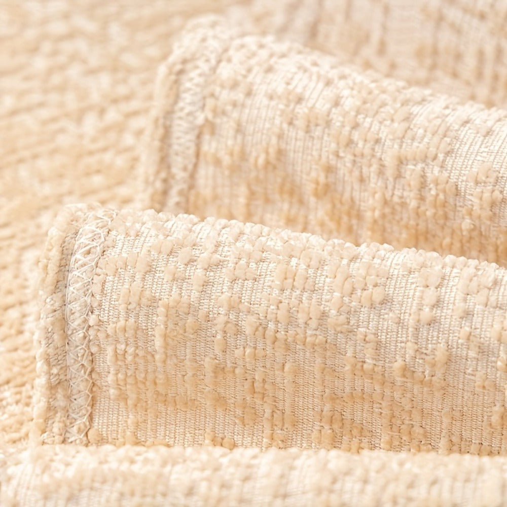 Chenille Sofa Cover with Fringe 300GSM - Super Soft Pet Friendly Solid Couch Slipcover for Single 2 4 Seater Living Room Decoration, 4 Colors