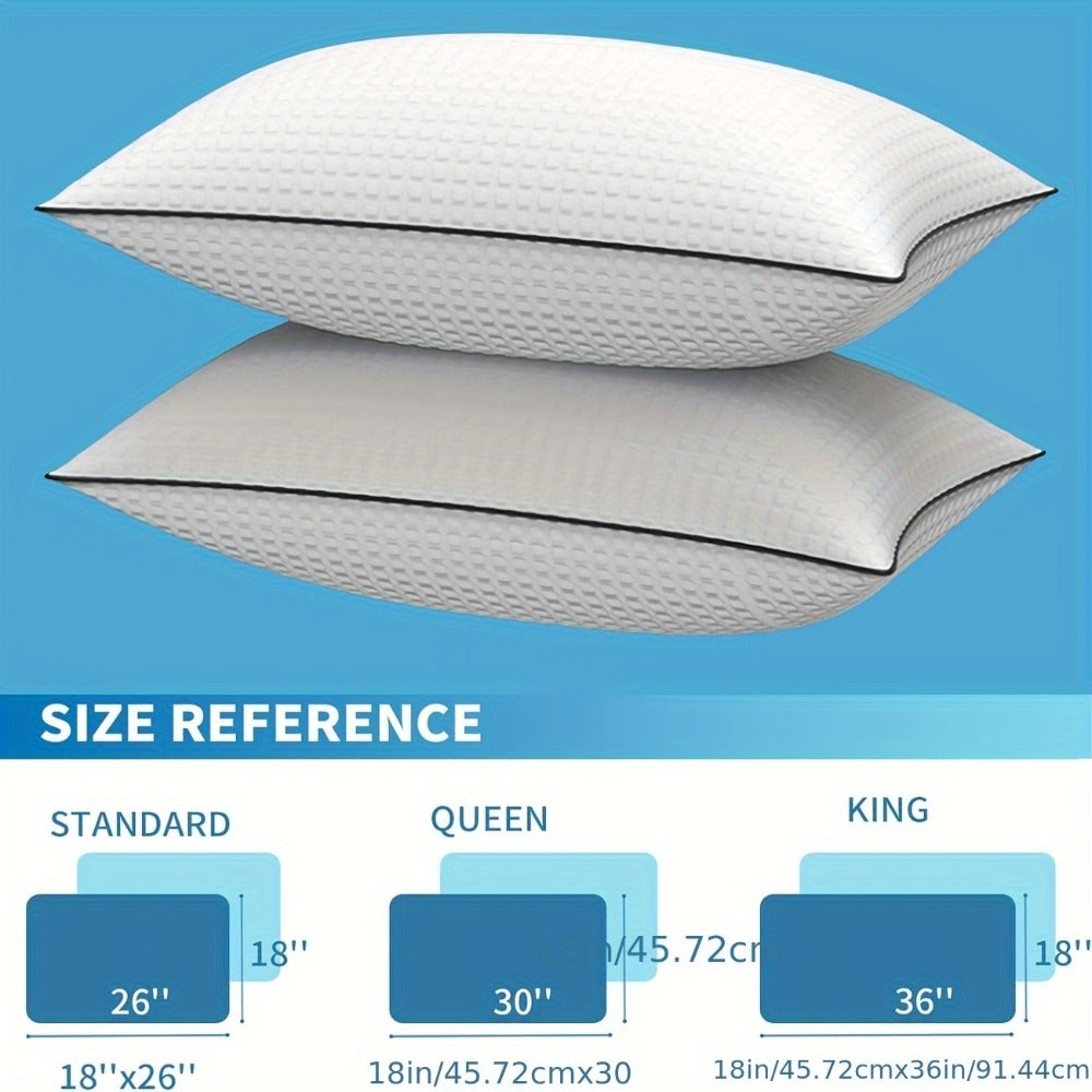Cooling Bed Pillows Ultra-Soft Hollow Fiber Fill with 3D Airflow Technology ¨C Hotel-Grade Breathable Support for All Seasons | Standard Queen King | 2 or 4 Pack