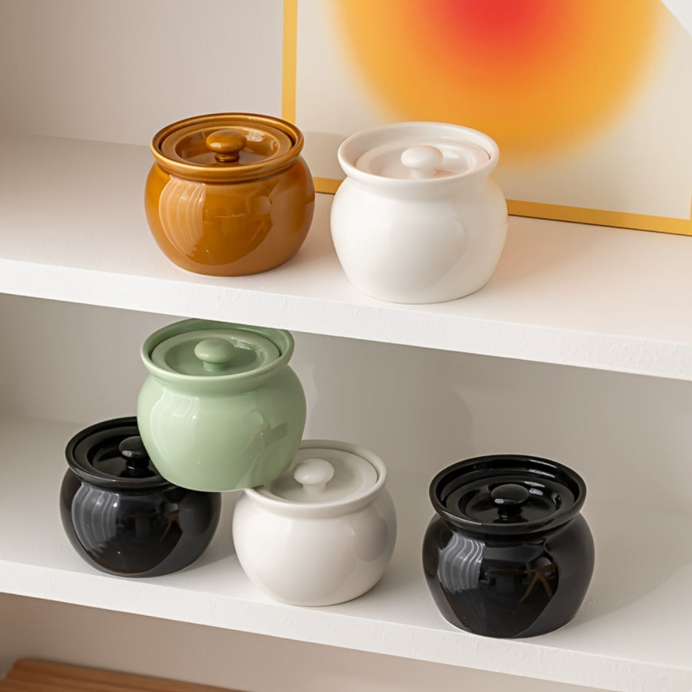 Ceramic Steam Stewing Pot - Water-Separated Clay Pot for Soups, Stews & Slow Cooking, Household Steaming Pot with Lid for One Person, Heat-Resistant Soup Pot for Stovetop & Kitchen Use