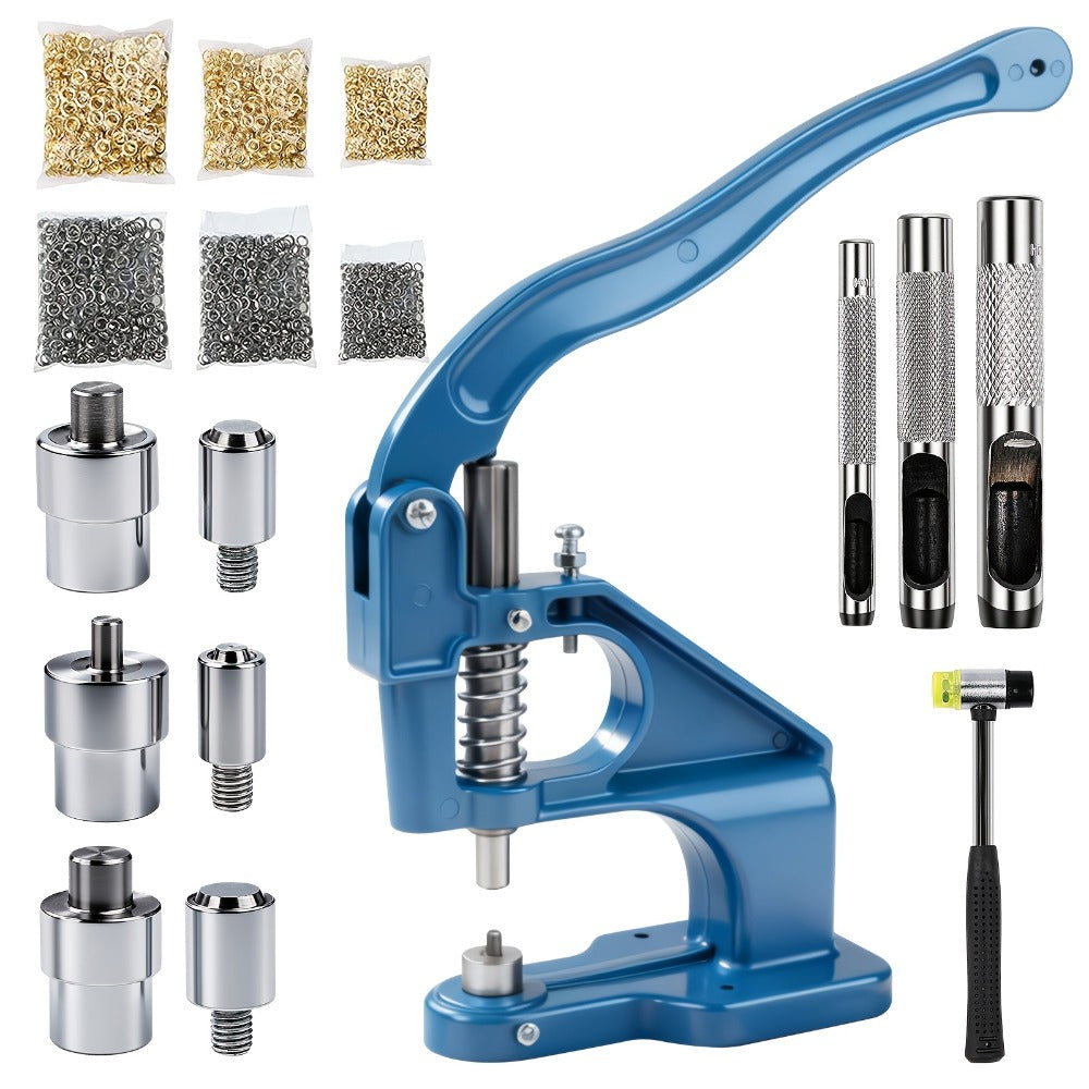 Grommet Machine Kit Heavy Duty Eyelet Punch Tool Set ¨C 3 Setting Dies 3 Punching Dies 6mm 10mm 12mm Hand Press with 3000 Silver & Gold Grommets for Fabric Leather Canvas Tarp Crafts