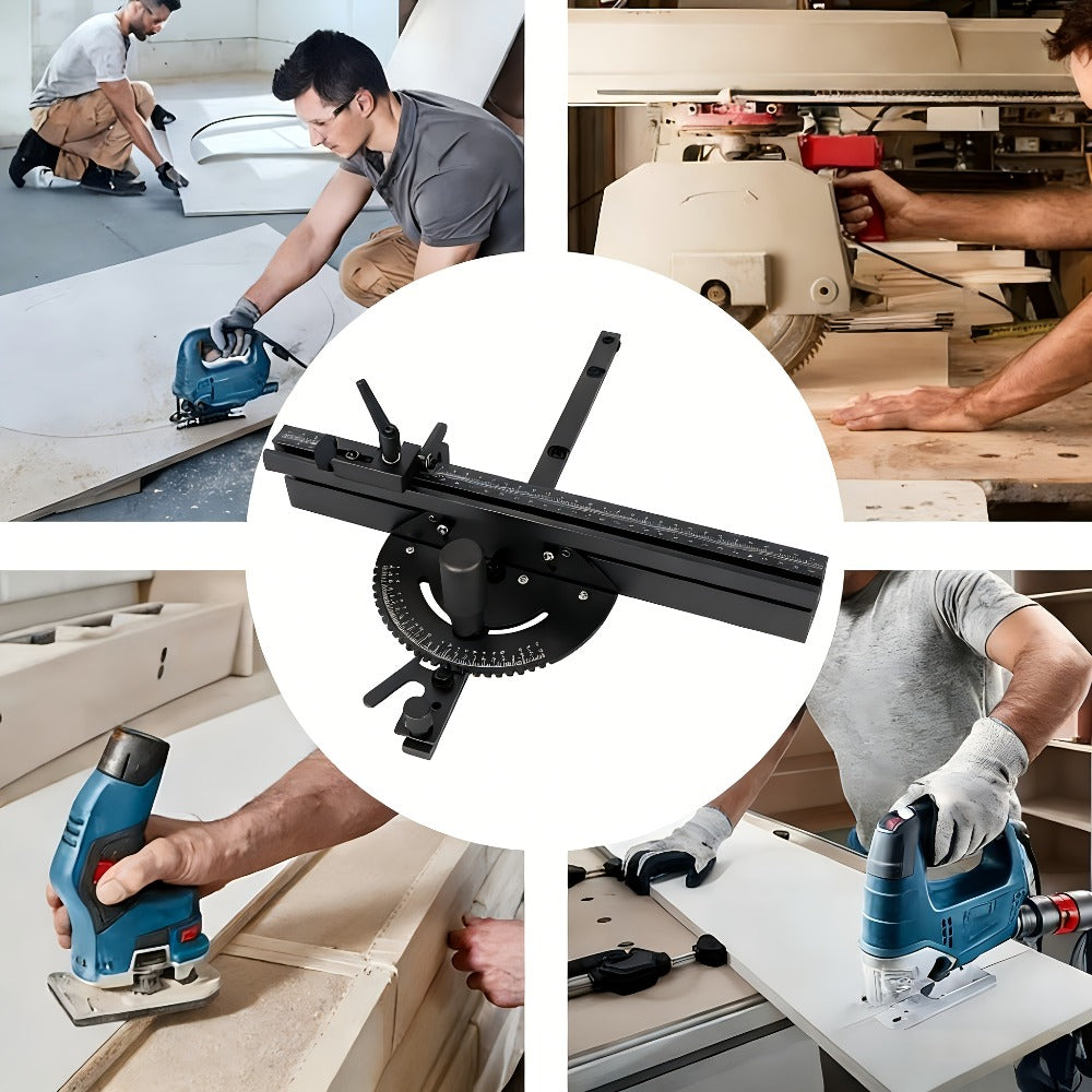 400mm Woodworking Angle Gauge with Adjustable Fence & Guide Rail ¨C Precision Miter Measuring Tool Compatible with 30mm & 45mm T-Track for Table Saw Router