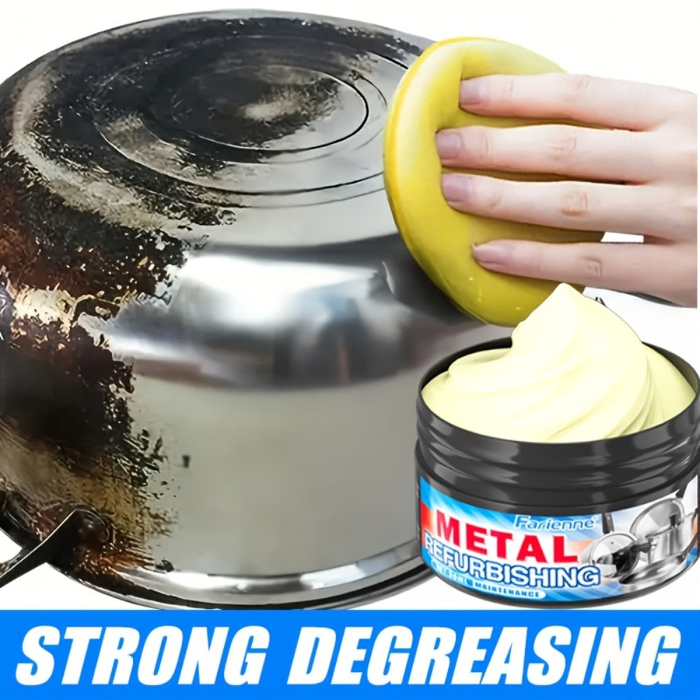 Heavy Duty Oven and Cookware Cleaning Paste with Frosted Sponge 1.01oz - Quickly Removes Stubborn Scorch Marks Grease & Oil from Pots Pans Stoves Ovens & Metal Surfaces, Metal Polishing Paste Kitchen Cleaner