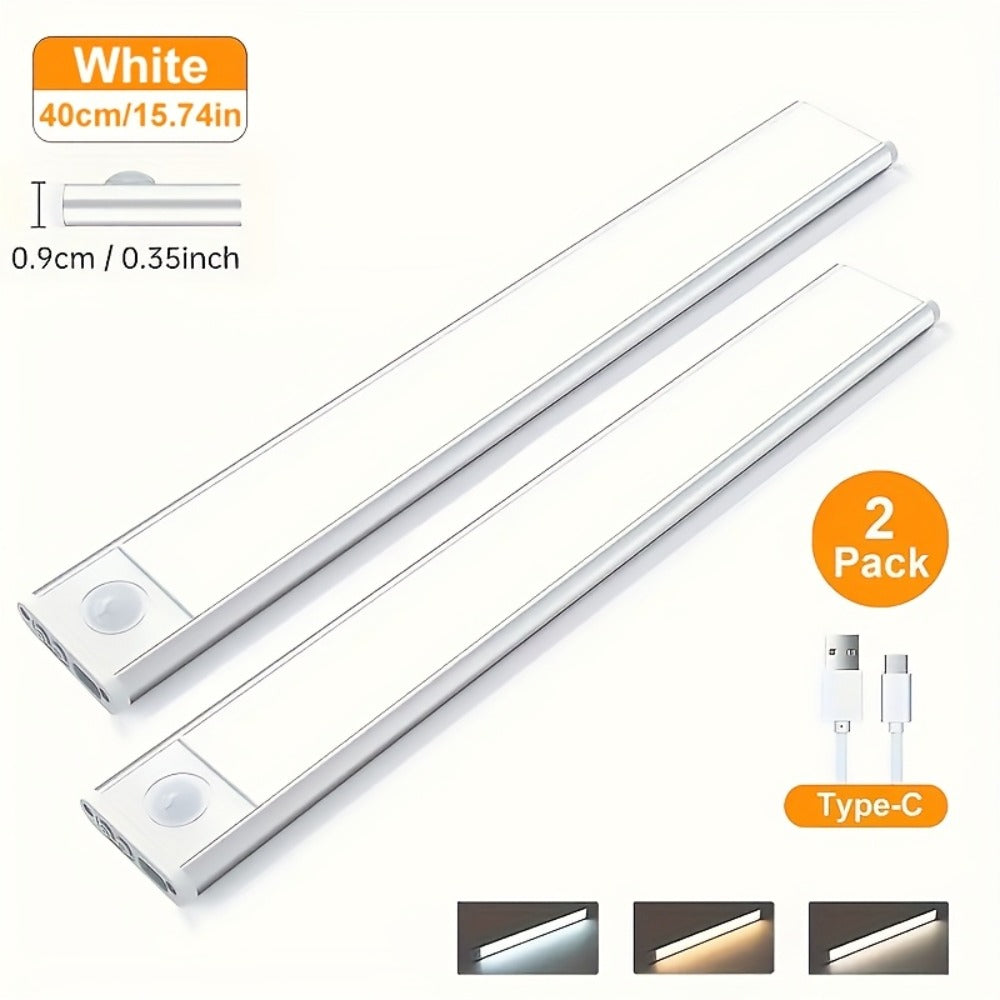 LED Motion Sensor Light USB-C Rechargeable 3 Color Temperatures Stepless Dimming Wireless Magnetic Under Cabinet Closet Night Light 1 2 4 Pack 20cm 30cm 40cm 50cm