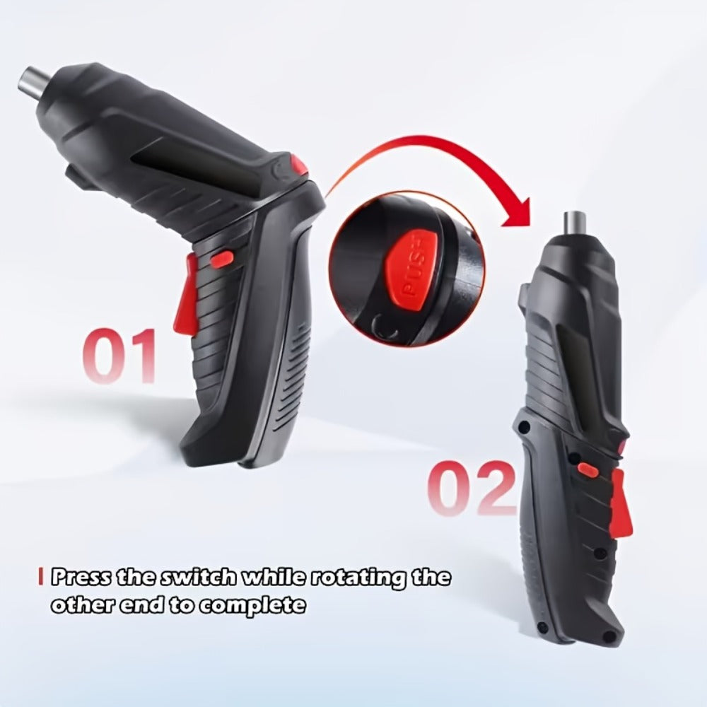 Cordless Electric Screwdriver Mini Drill ¨C Rechargeable Lithium Battery, Compact Design for DIY Repairs & Tight Spaces, Easy One-Hand Operation, Includes Drill Bit Accessories