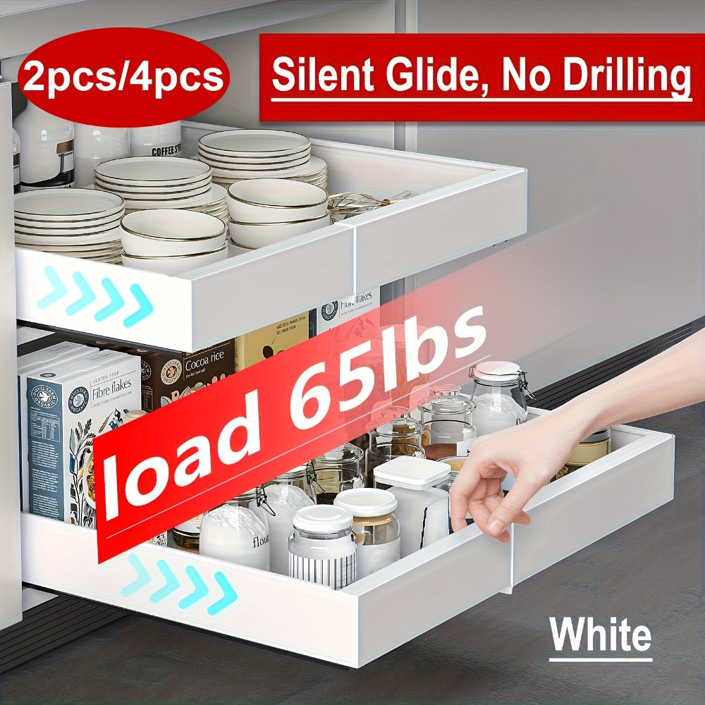 Pull Out Cabinet Organizer Expandable Slide-Out Drawer Shelf Heavy Duty Carbon Steel Silent Sliding Rust-Resistant Storage Rack for Kitchen Bathroom Pantry 12.6¡±-20.5¡± Wide