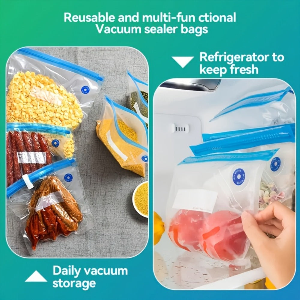 Vacuum Sealer Kit with USB Rechargeable Pump & 9 Reusable Vacuum Seal Bags (3 Sizes) ¡ª Portable Mini Electric Food Sealer for Sous Vide, Meal Prep & Food Storage