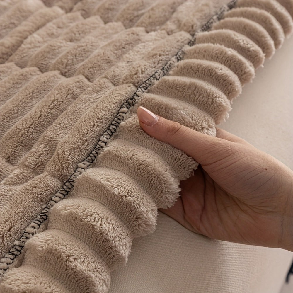 Sofa Cushion Cover Plush Velvet Washable Seat Pad Wavy Edge Soft Kapok Filling for Couch Loveseat 1 2 3 4 Seater ¡ª Easy Install Home Decor Protection