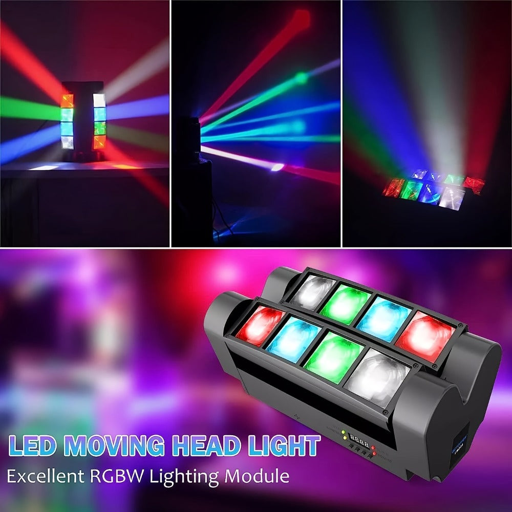 Spider Beam Moving Head Stage Light 8x3W RGBW LED DJ Disco Light Sound Activated DMX-512 Control for Party Club Bar Wedding Festival Show