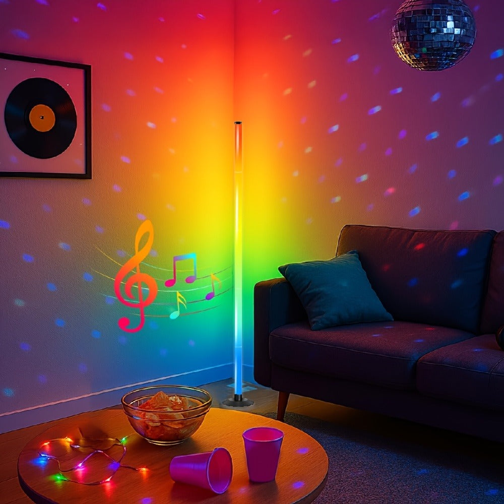 RGB Floor Lamp with Remote Control USB Powered | Color Changing LED Corner Lamp with Adjustable Brightness ¨C Modern Space-Themed Ambient Light for Living Room & Bedroom