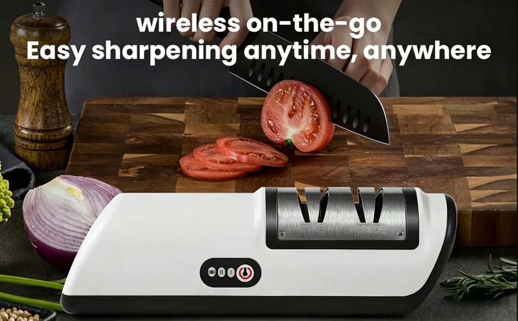 Electric Knife Sharpener USB Rechargeable Professional Knife Grinder & Polisher ¨C Fast Sharpening for Chef Knives, Fruit Knives & Kitchen Blades, Portable Cordless Design for Home & Outdoor Use