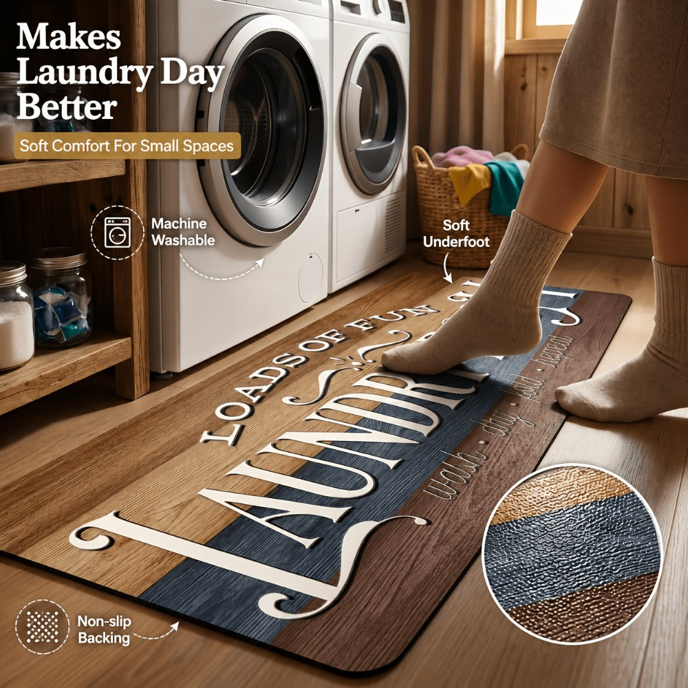Farmhouse Laundry Room Runner Rug - Non-Slip Washable Retro Kitchen & Bathroom Mat | Anti-Slip Floor Runner for Laundry Room, Kitchen, Bathroom & Entryway | Boho Home Decor Accent Rug Multiple Sizes