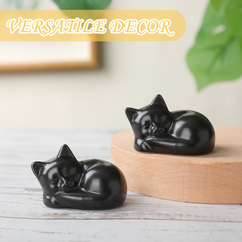 Black Cat Ceramic Toilet Bolt Caps 2-Pack - Decorative Cat Toilet Bolt Screw Cover Caps, Cute Bathroom Decor for Cat Lovers, Fun Themed Bathroom Accessories & Replacement Parts