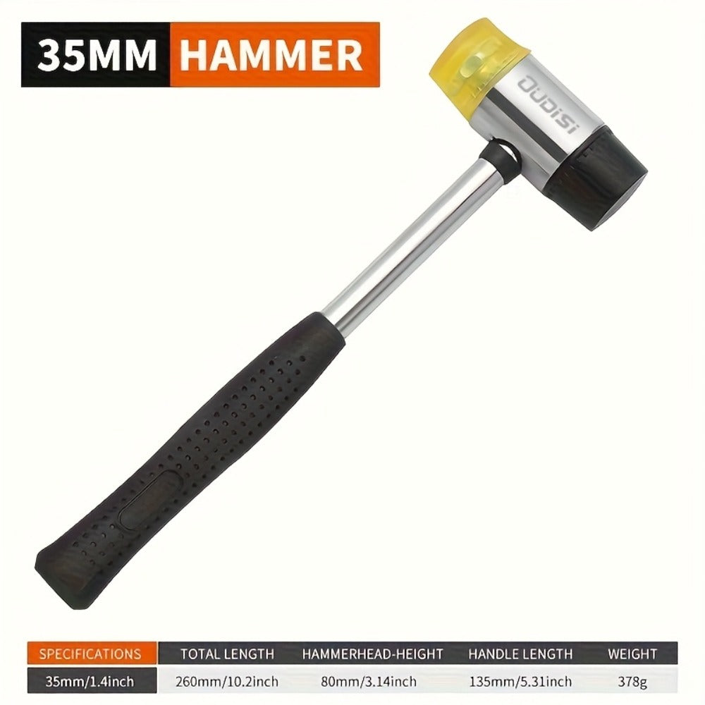 Double-Head Rubber Mallet ¨C Plastic Installation Hammer with Rubber Handle, Rebound-Proof Soft Mallet for Floor Installation, Tile, Jewelry, Leather Crafts & Woodworking (25/30/35/40mm)