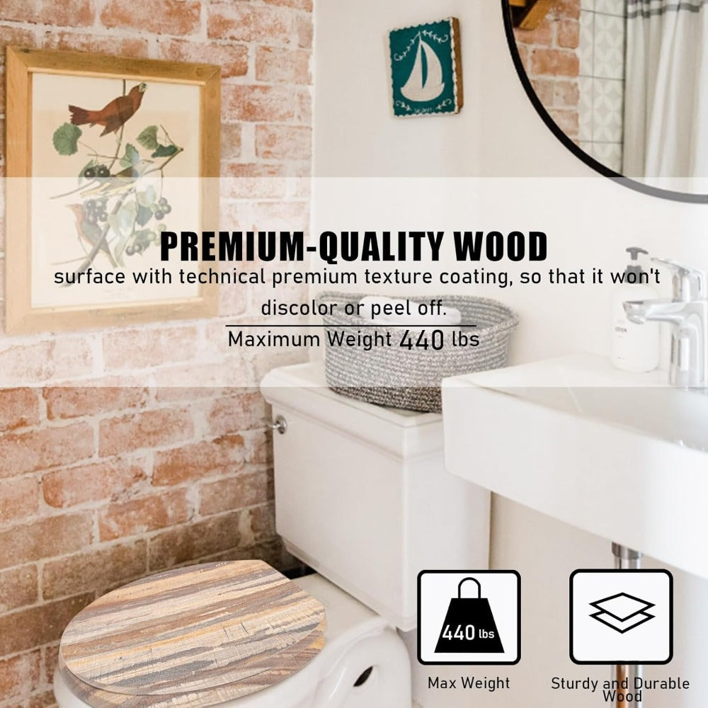 Slow Close Toilet Seat Round 19 Inch, Dark Grey Soft-Close Toilet Lid with Alloy Hinges, Easy Clean Quick-Release, Durable Heavy-Duty Bathroom Toilet Seat Replacement for Standard Round Toilets