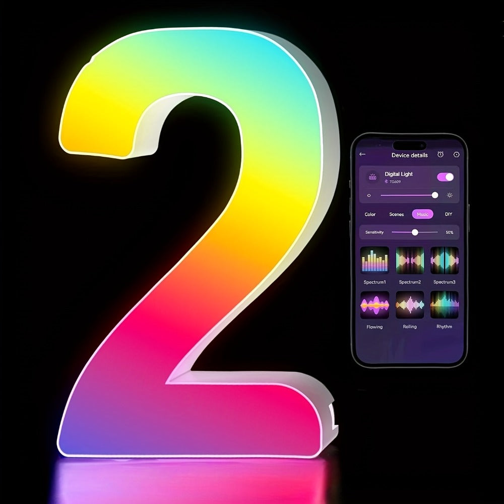 LED Letter Lights Music Sync - Colorful Flashing Marquee Alphabet Lights for Room Decor, Party, Bedroom, Festival & Camping, Numbers 0-9 & A-Z & Symbols Available, Night Light Wall Decoration