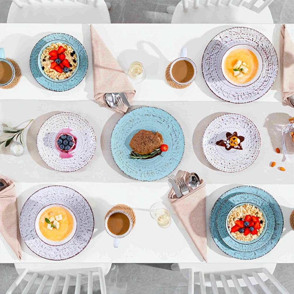 16-Piece Ceramic Dinnerware Set Service for 4 ¨C Stoneware Plates Bowls Mugs Chip Scratch Resistant Dishwasher Microwave Safe Holiday Gift