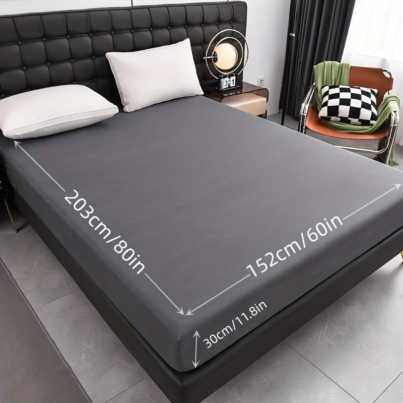 Waterproof Fitted Sheet Soft Breathable Mattress Cover Solid Color Deep Pocket Bed Sheet for Bedroom Guest Room Dorm Twin Full Queen King