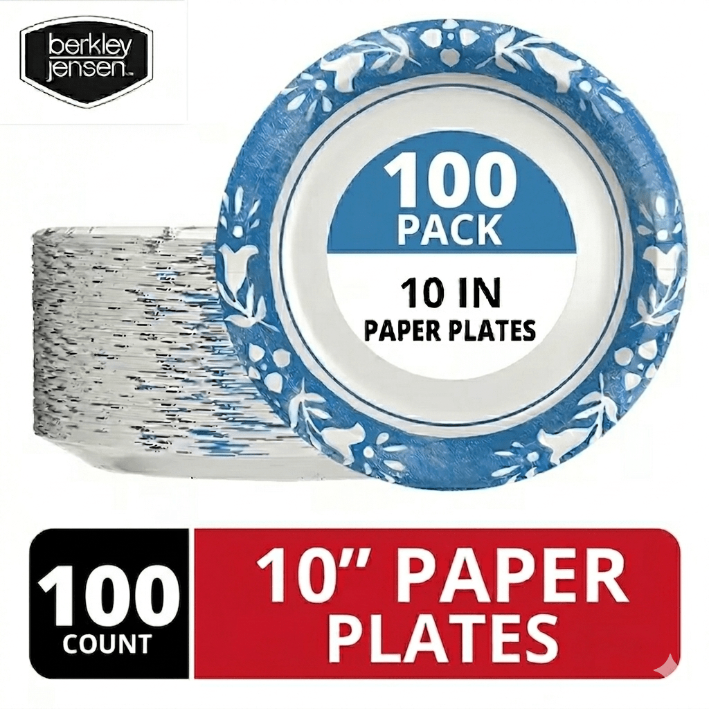 Paper Plates 10 Inch Heavy Duty Botanical Leaf Design Soak Proof Microwave Safe Disposable Dinner Plates for Party BBQ Holiday Everyday Use 50 100 204 Count