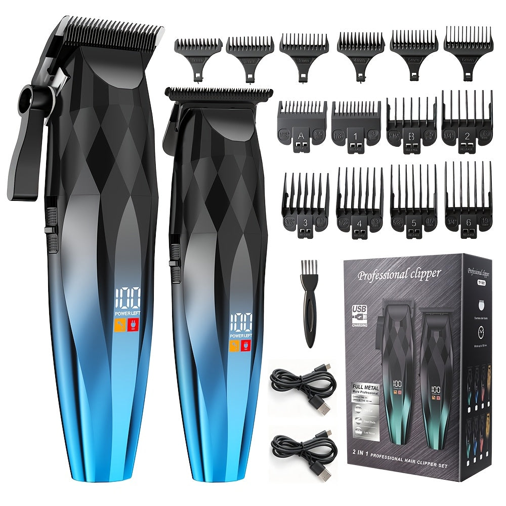 Electric Hair Clipper 2-Pack for Men - Professional Cordless Hair Trimmer Set for Home Car Business Travel, Rechargeable Portable Barber-Grade Clipper Kit, Great Gift for Men