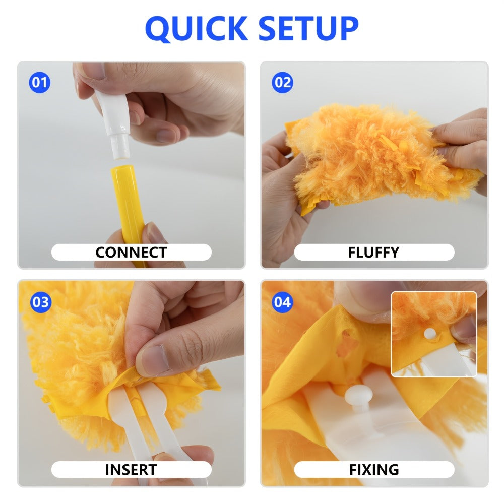 Duster Refills 360 Degree Electrostatic Microfiber Disposable Dusting Refills with Handle Compatible with Swiffer Duster for Furniture Clothing Glassware Electronics Multi-Surface 28 60 120 Count