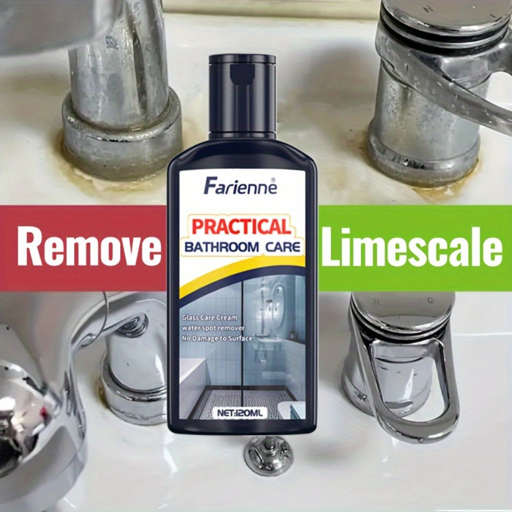 Bathroom Glass Restoration Paste 120g ¨C Removes Water Stains, Soap Scum & Hard Water Deposits from Shower Doors, Tiles & Metal Surfaces, Restores Clarity & Bright Finish, Includes Free Sponge