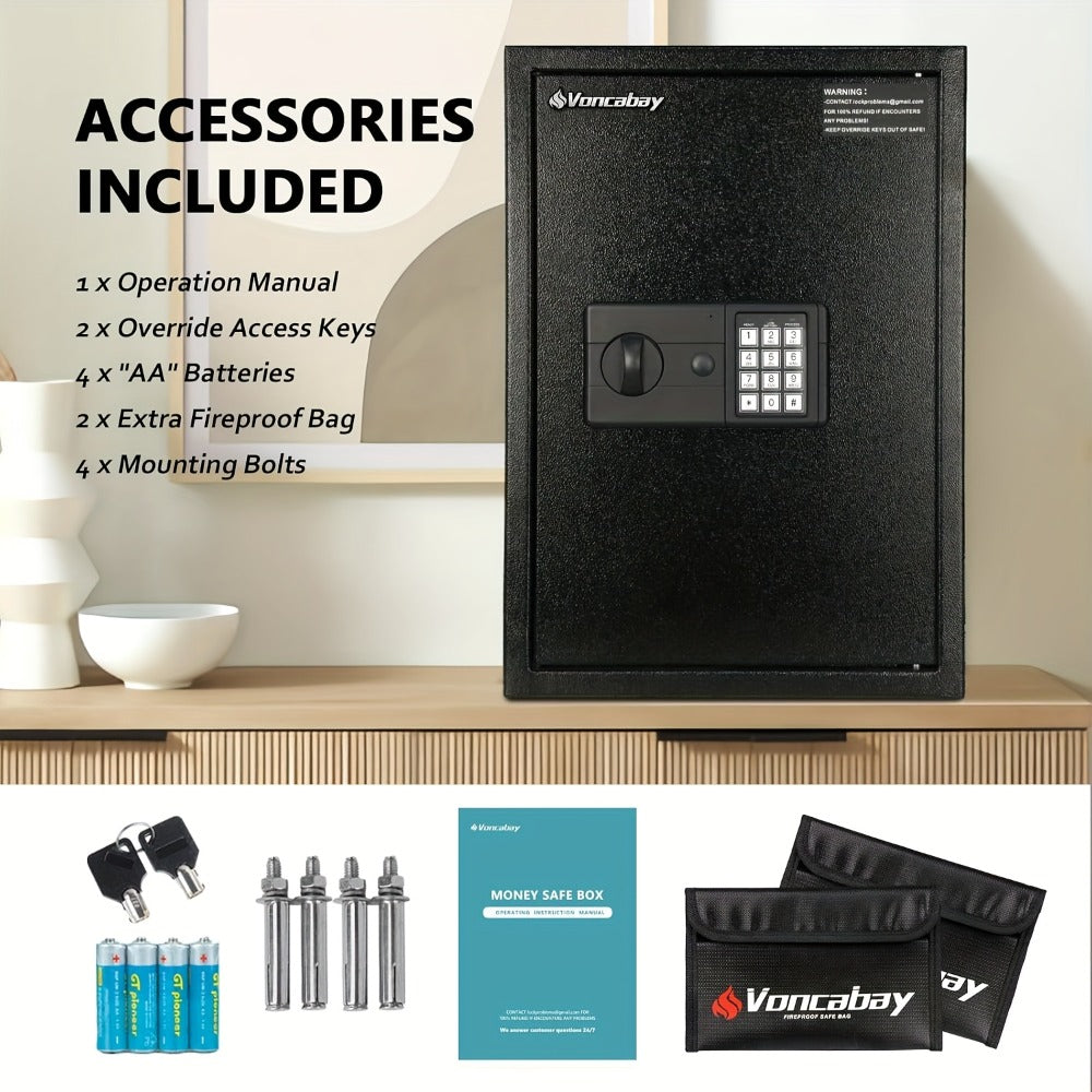 Home Security Safe Box with Sensor Light & Fireproof Bag ¨C Digital Keypad Lock Box with Backup Keys for Cash, Jewelry & Valuables ¨C Wall, Floor & Closet Mountable Safe (Multiple Sizes & Colors)